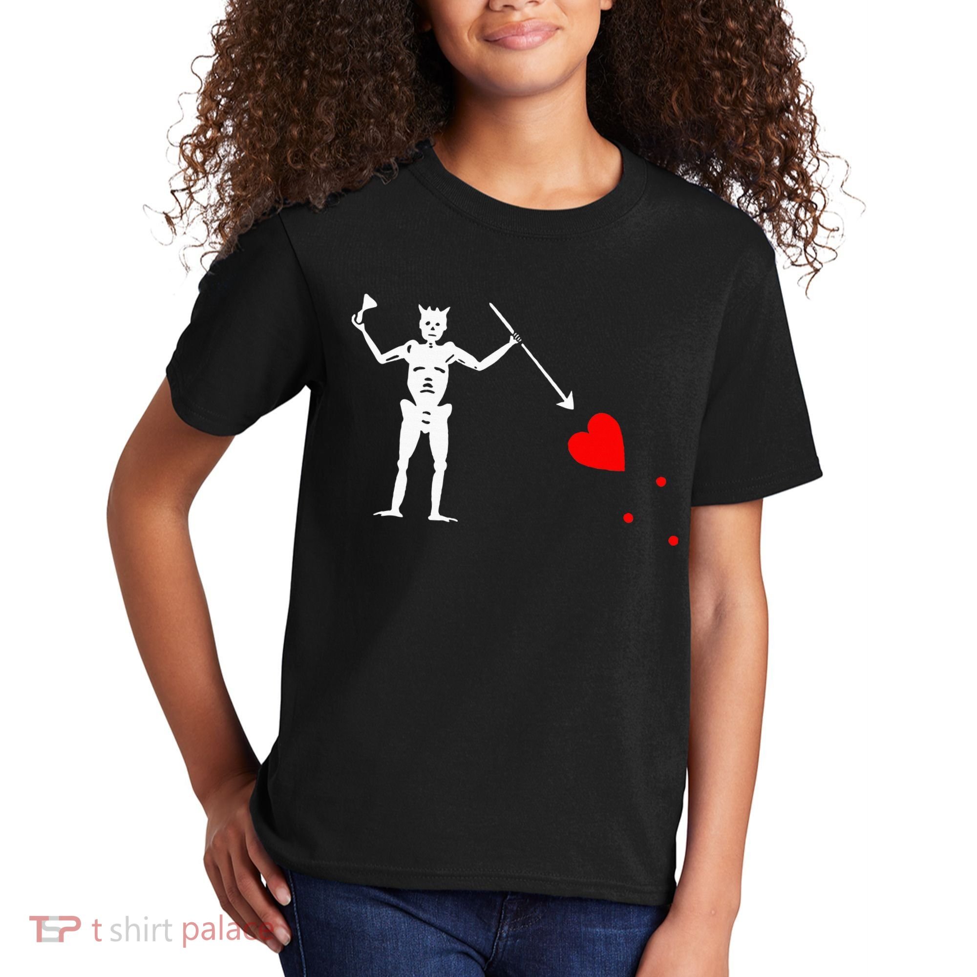 Blackbeard Pirate Flag Jolly Roger Skeleton Kids T-Shirt