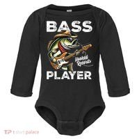 Bass Player Funny Fishing Catch Bass Fish Baby Long Sleeve Bodysuit thumb 0