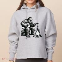 Bigfoot Playing Guitar Rock On Sasquatch Big Foot Ladies Heavyweight Boxy Pullover Hoodie thumb 0