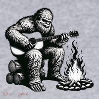 Bigfoot Playing Guitar Rock On Sasquatch Big Foot Ladies Heavyweight Boxy Pullover Hoodie thumb 2