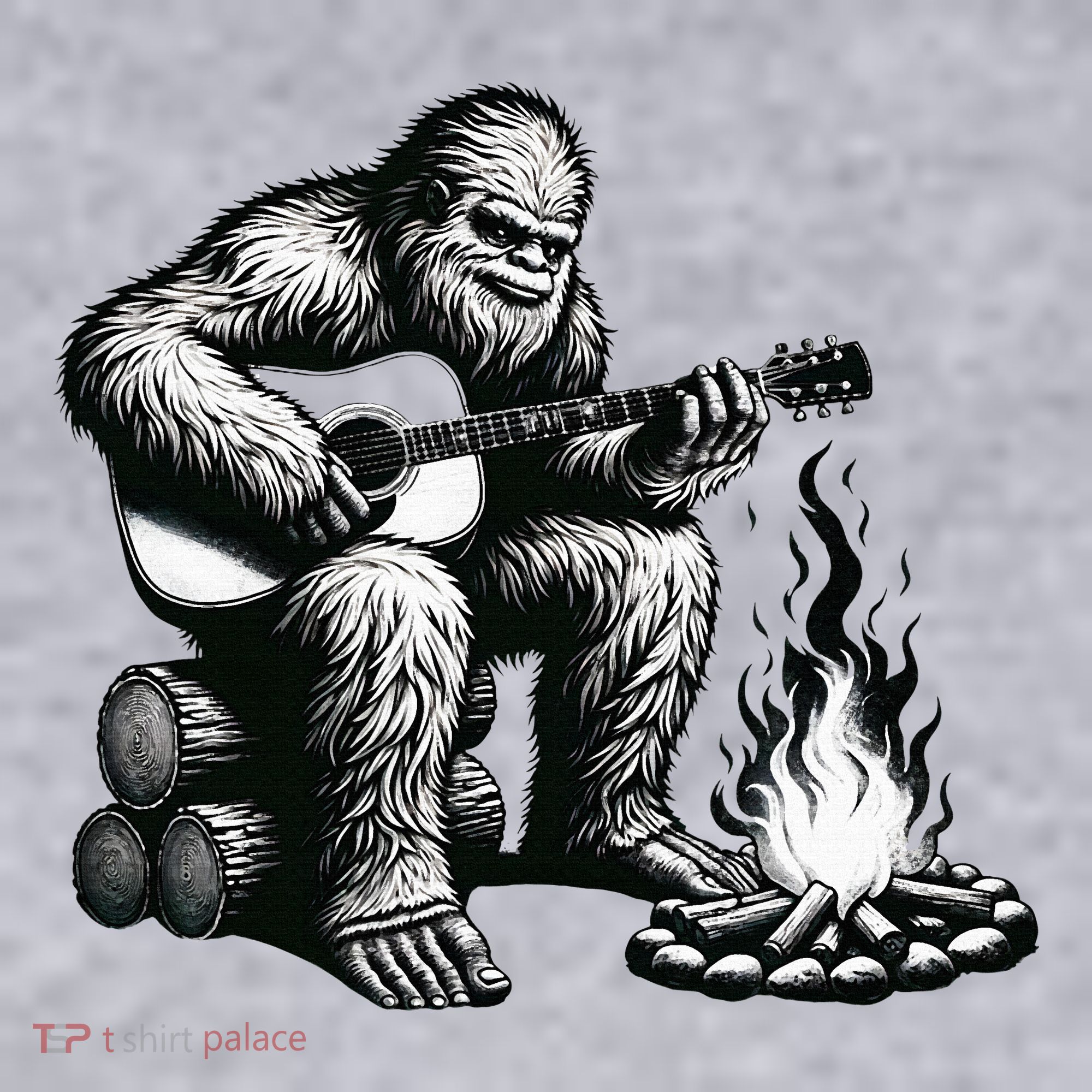 Bigfoot Playing Guitar Rock On Sasquatch Big Foot Ladies Heavyweight Boxy Pullover Hoodie