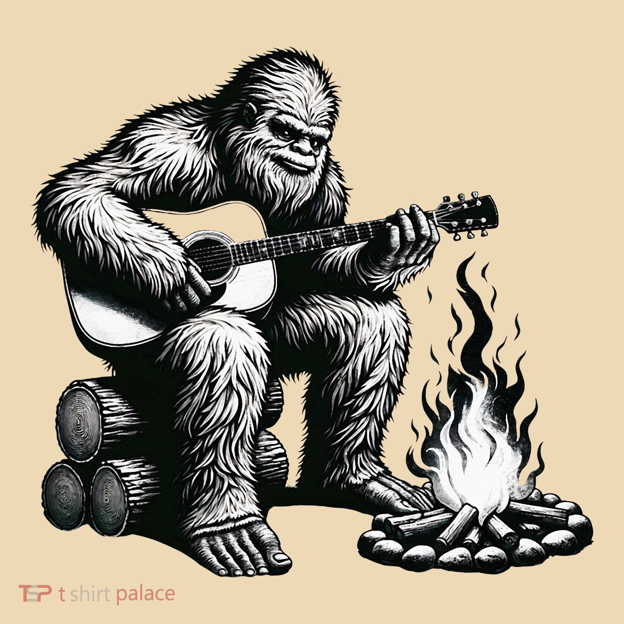 Bigfoot Playing Guitar Rock On Sasquatch Big Foot Tote Bag
