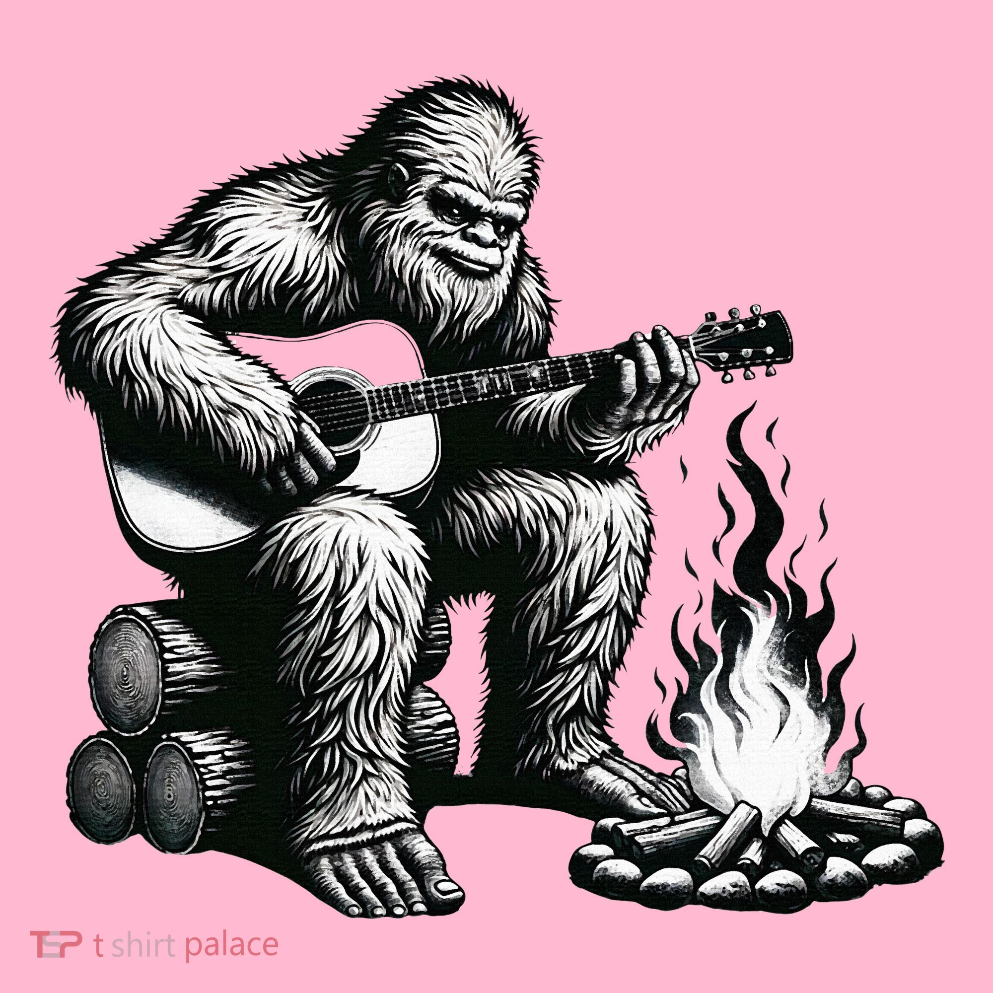 Bigfoot Playing Guitar Rock On Sasquatch Big Foot Coaster