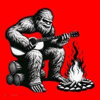 Bigfoot Playing Guitar Rock On Sasquatch Big Foot Santa Hat thumb 1