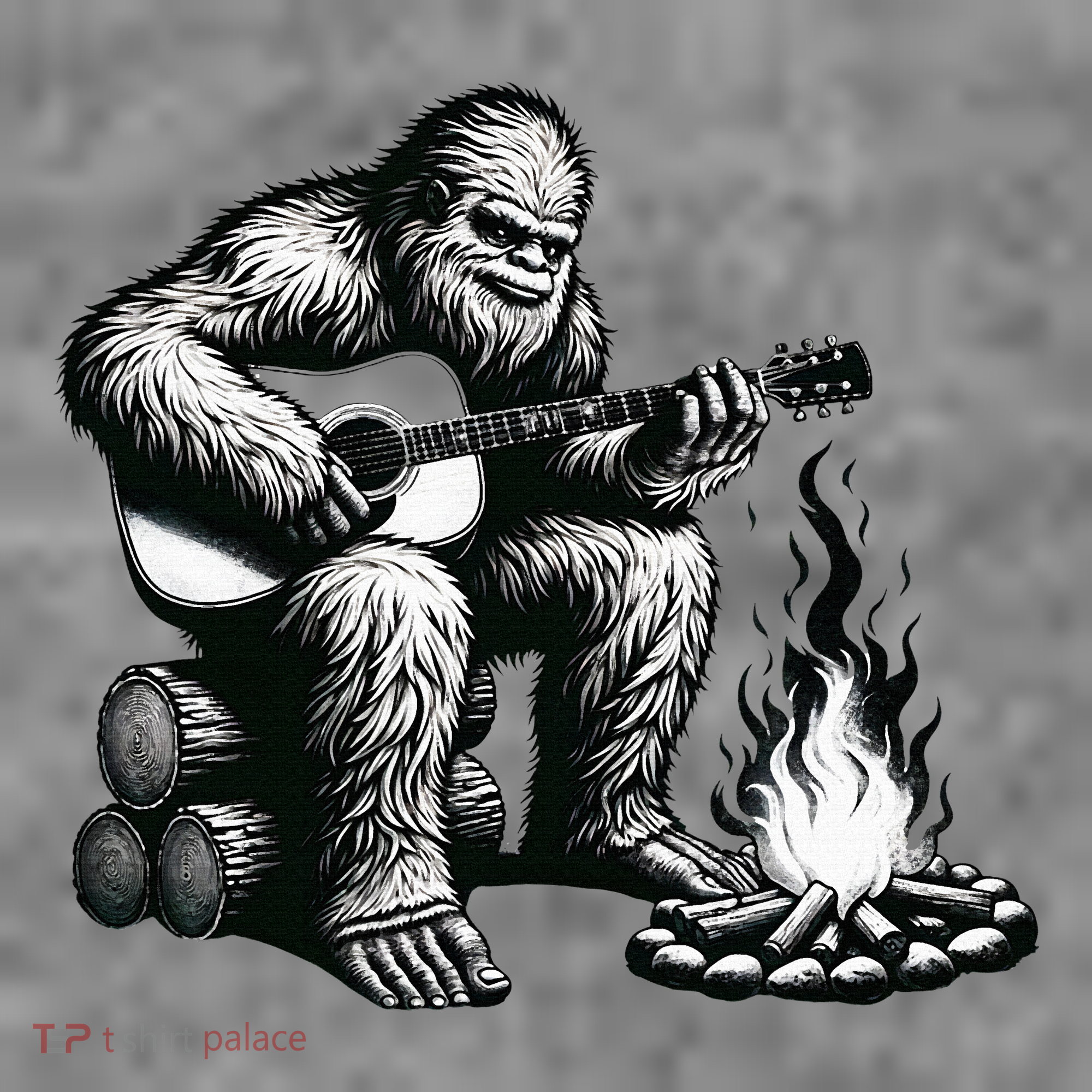 Bigfoot Playing Guitar Rock On Sasquatch Big Foot Toddler Hoodie
