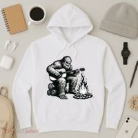 Bigfoot Playing Guitar Rock On Sasquatch Big Foot Hoodie thumb 3