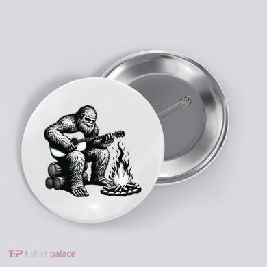 Bigfoot Playing Guitar Rock On Sasquatch Big Foot Button