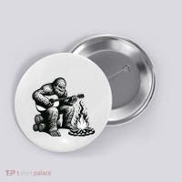 Bigfoot Playing Guitar Rock On Sasquatch Big Foot Button thumb 0