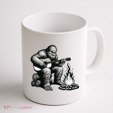 Bigfoot Playing Guitar Rock On Sasquatch Big Foot Coffee Mug back