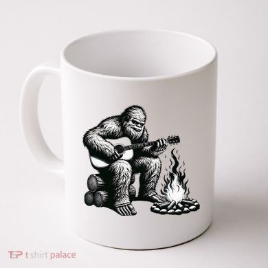Bigfoot Playing Guitar Rock On Sasquatch Big Foot Coffee Mug