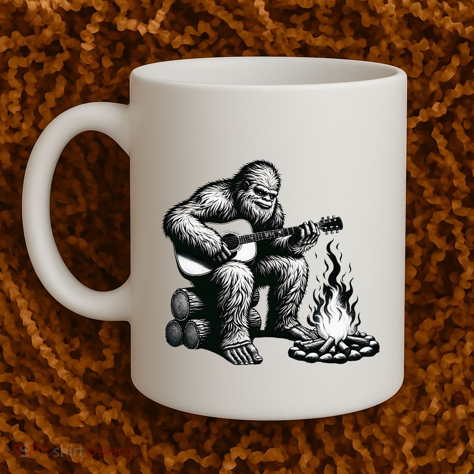 Bigfoot Playing Guitar Rock On Sasquatch Big Foot Coffee Mug