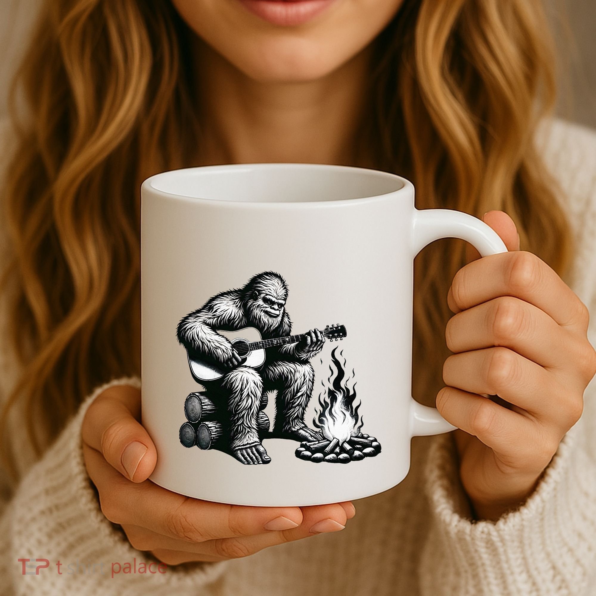 Bigfoot Playing Guitar Rock On Sasquatch Big Foot Coffee Mug