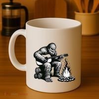Bigfoot Playing Guitar Rock On Sasquatch Big Foot Coffee Mug thumb 4
