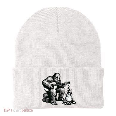 Bigfoot Playing Guitar Rock On Sasquatch Big Foot Beanie