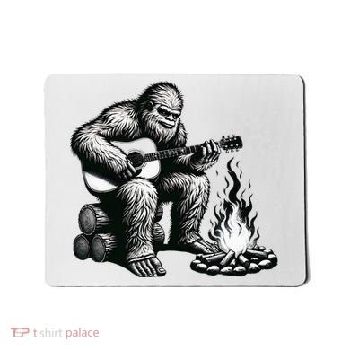 Bigfoot Playing Guitar Rock On Sasquatch Big Foot Mousepad