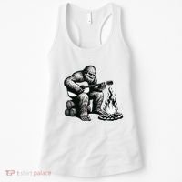 Bigfoot Playing Guitar Rock On Sasquatch Big Foot Women's Tank Top thumb 0