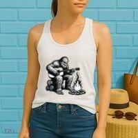 Bigfoot Playing Guitar Rock On Sasquatch Big Foot Women's Tank Top thumb 2