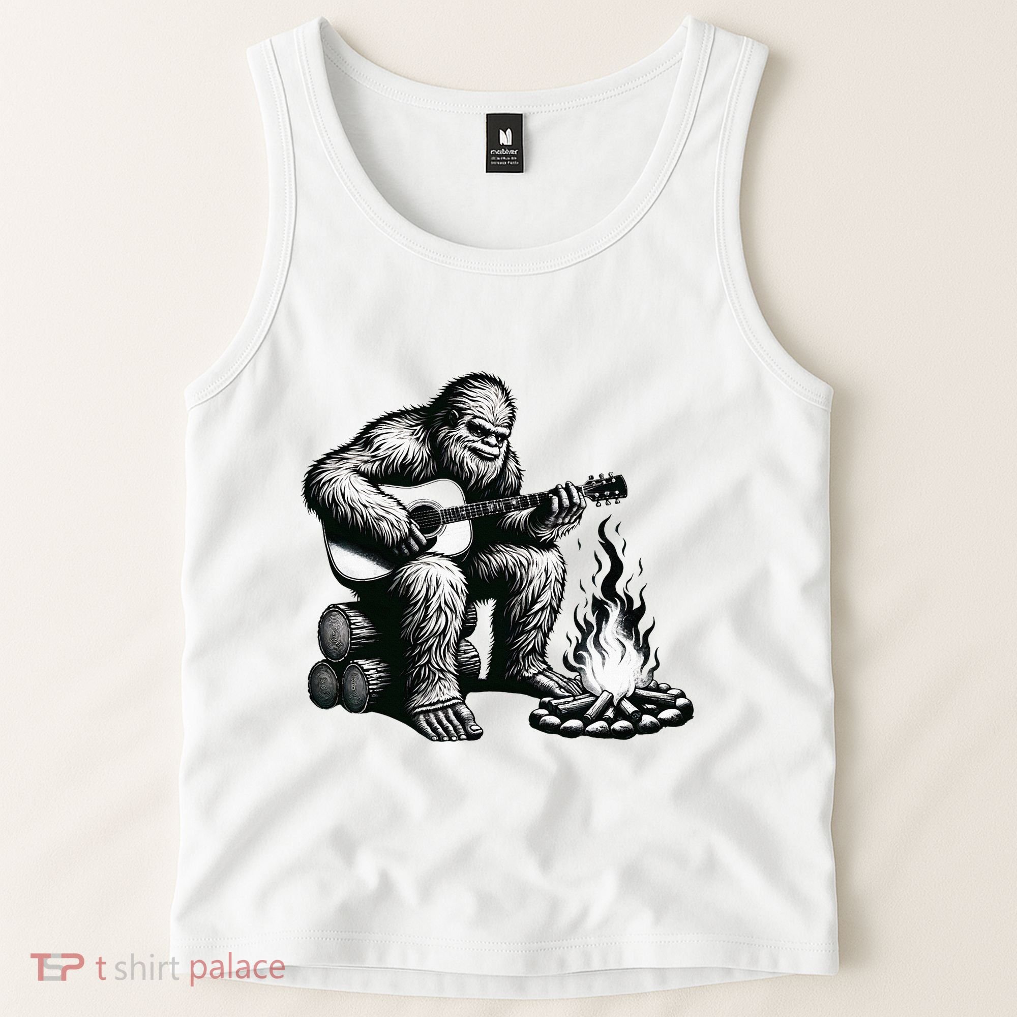 Bigfoot Playing Guitar Rock On Sasquatch Big Foot Tank Top