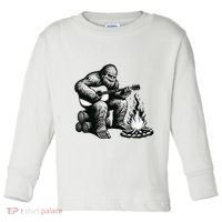 Bigfoot Playing Guitar Rock On Sasquatch Big Foot Toddler Long Sleeve Shirt thumb 0