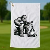 Bigfoot Playing Guitar Rock On Sasquatch Big Foot Golf Towel thumb 1