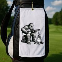 Bigfoot Playing Guitar Rock On Sasquatch Big Foot Golf Towel thumb 2