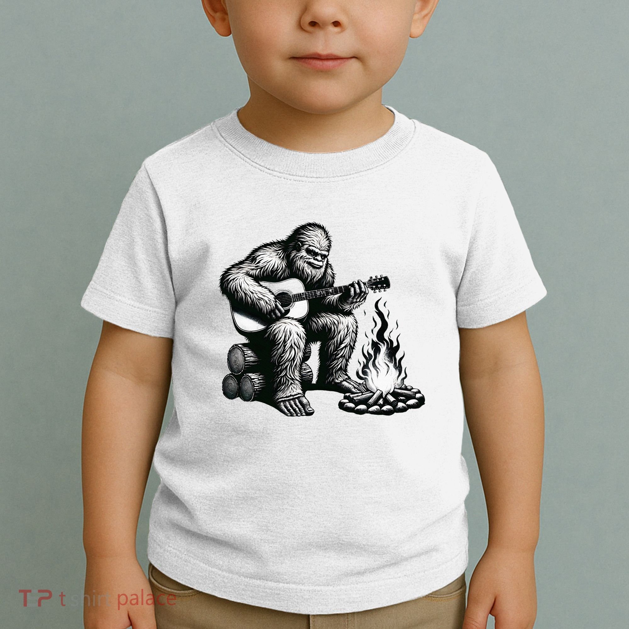 Bigfoot Playing Guitar Rock On Sasquatch Big Foot Toddler T-Shirt