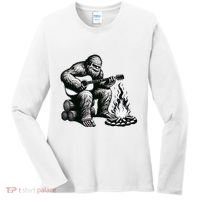 Bigfoot Playing Guitar Rock On Sasquatch Big Foot Women's Long Sleeve Shirt thumb 0