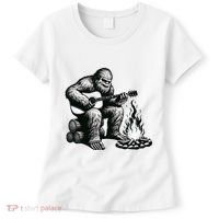 Bigfoot Playing Guitar Rock On Sasquatch Big Foot Women's T-Shirt thumb 0