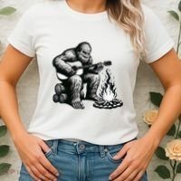 Bigfoot Playing Guitar Rock On Sasquatch Big Foot Women's T-Shirt thumb 2