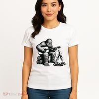 Bigfoot Playing Guitar Rock On Sasquatch Big Foot Women's T-Shirt thumb 4