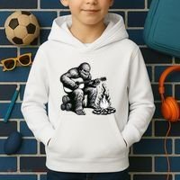Bigfoot Playing Guitar Rock On Sasquatch Big Foot Kids Hoodie thumb 2