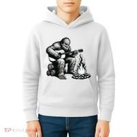 Bigfoot Playing Guitar Rock On Sasquatch Big Foot Kids Hoodie thumb 4