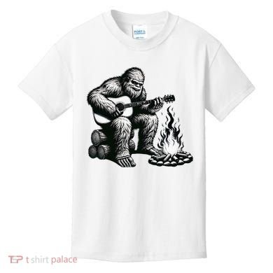 Bigfoot Playing Guitar Rock On Sasquatch Big Foot Kids T-Shirt