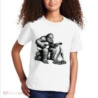 Bigfoot Playing Guitar Rock On Sasquatch Big Foot Kids T-Shirt thumb 2