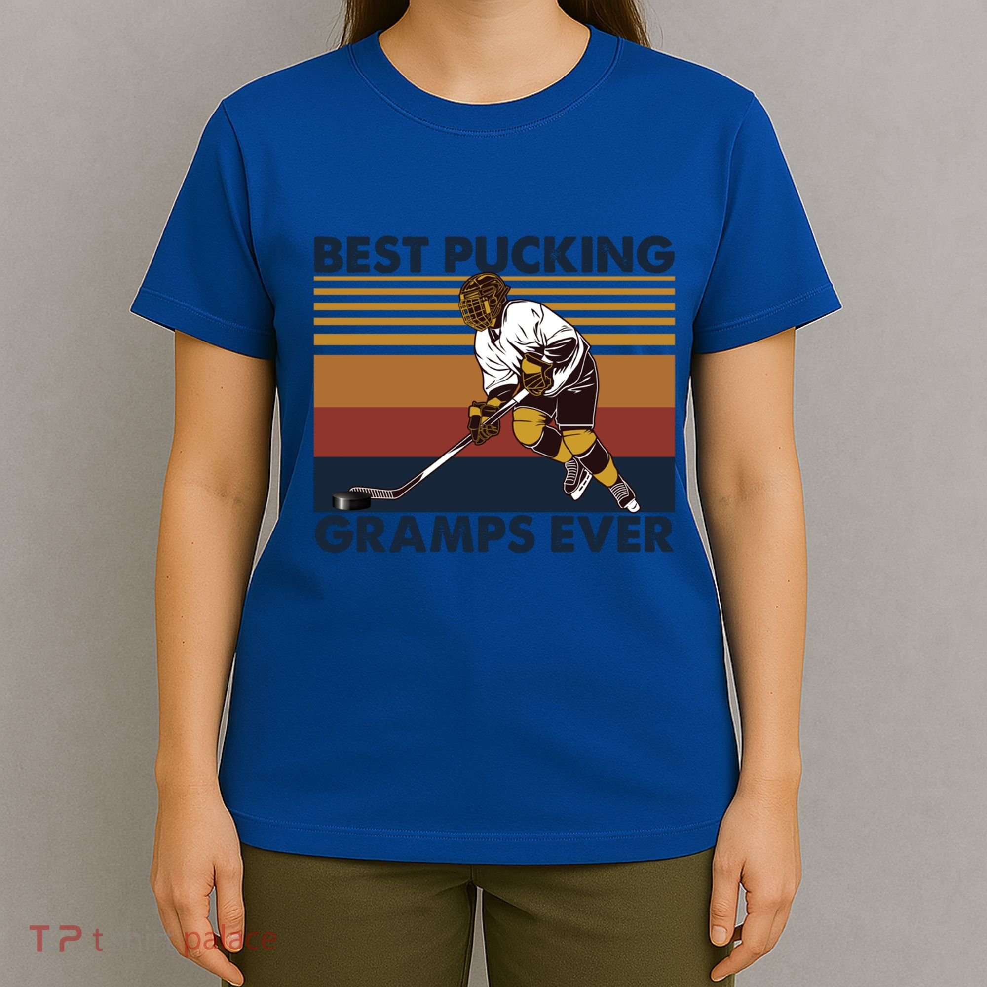 Best Pucking Gramps Ever Funny Hockey Grandpa Saying Gift T-Shirt