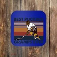 Best Pucking Gramps Ever Funny Hockey Grandpa Saying Gift Coaster thumb 0
