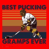 Best Pucking Gramps Ever Funny Hockey Grandpa Saying Gift Santa Hat thumb 1