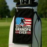 Best Pucking Grandpa Ever Gift Hockey Lover Gift Golf Towel thumb 2