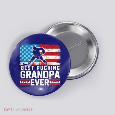 Best Pucking Grandpa Ever Gift Hockey Lover Gift Button