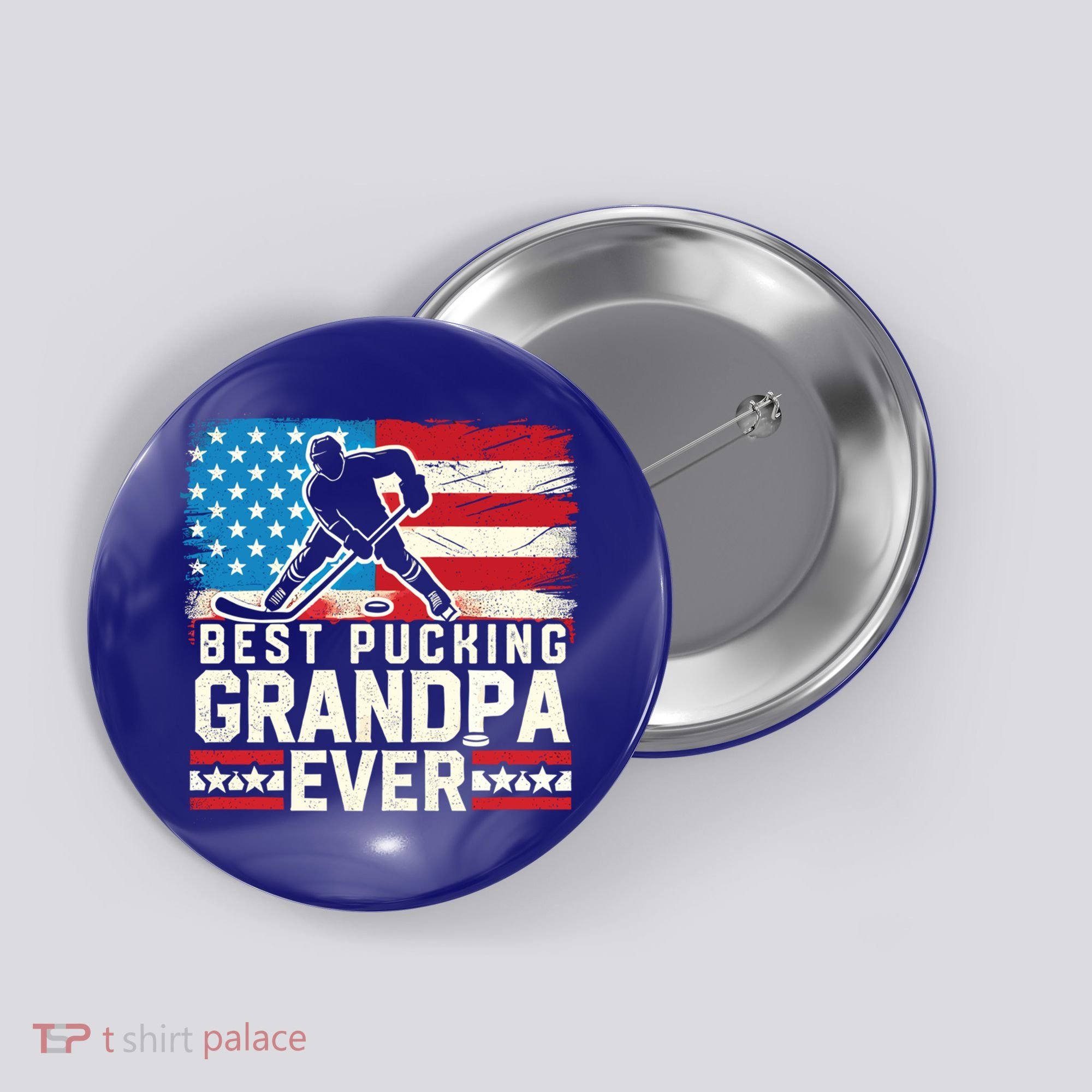 Best Pucking Grandpa Ever Gift Hockey Lover Gift Button