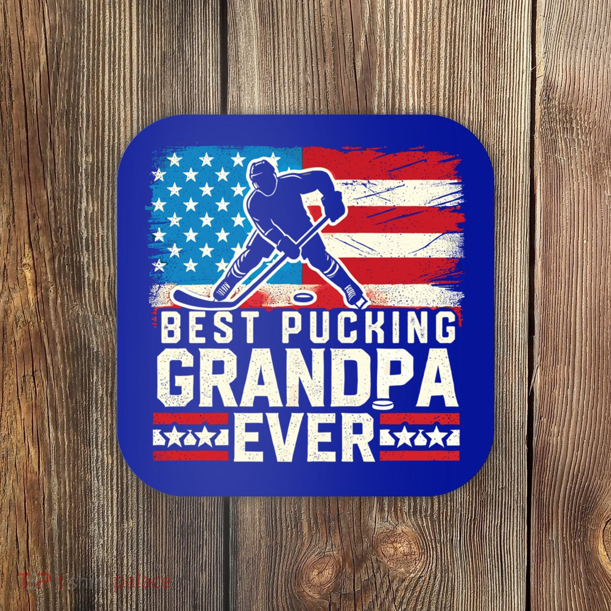 Best Pucking Grandpa Ever Gift Hockey Lover Gift Coaster