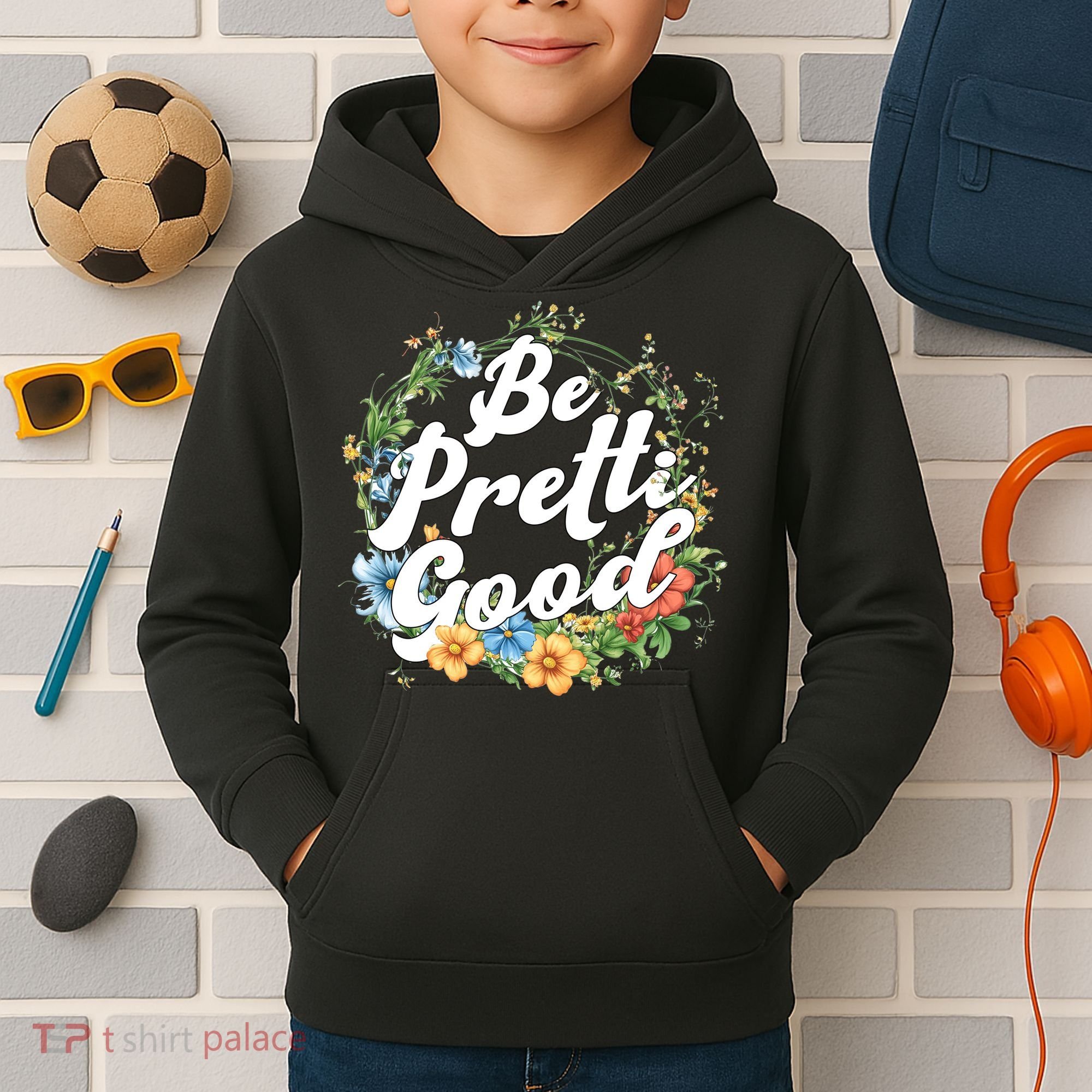 Be Pretti Good Anti ICE Boho Flowers Kids Hoodie