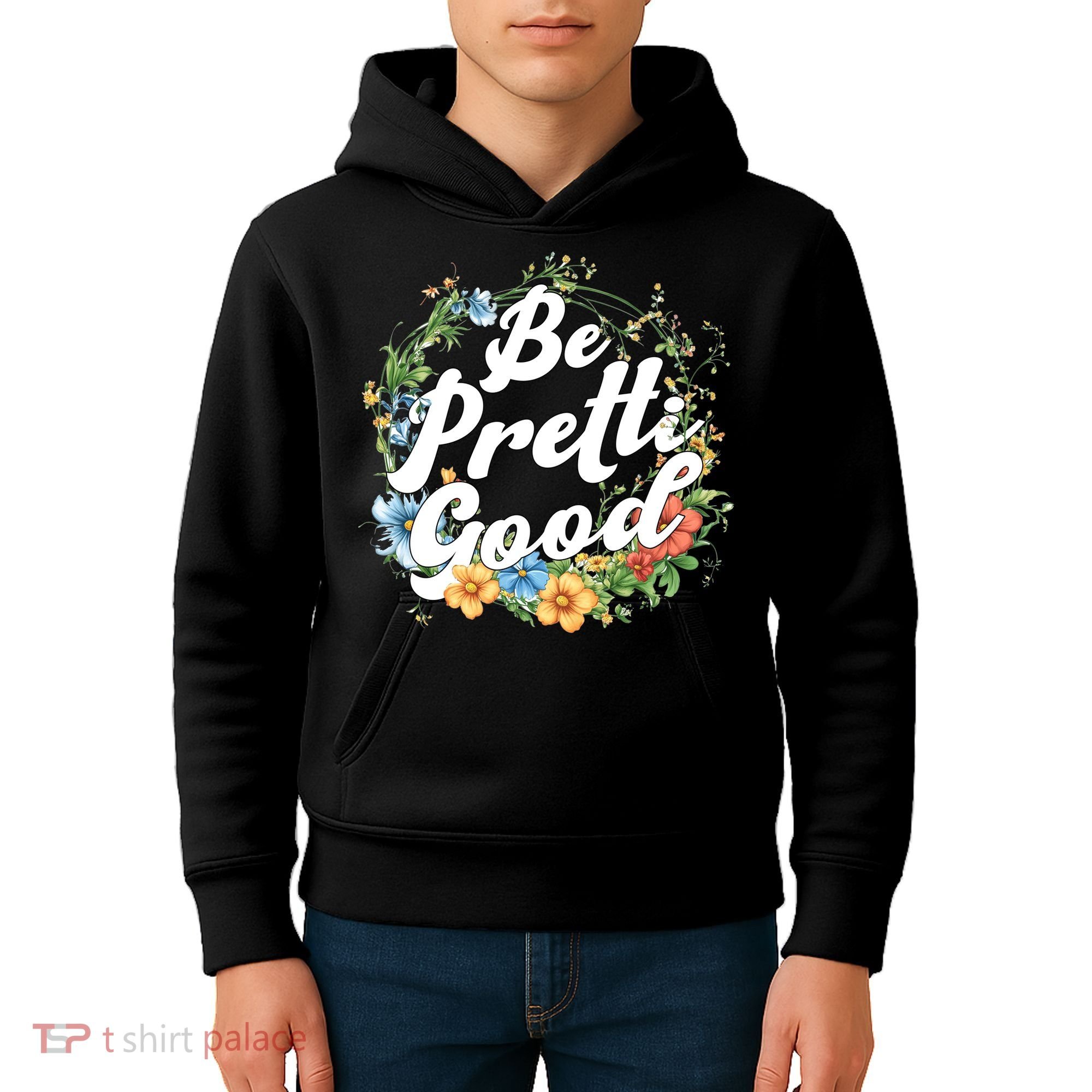 Be Pretti Good Anti ICE Boho Flowers Kids Hoodie