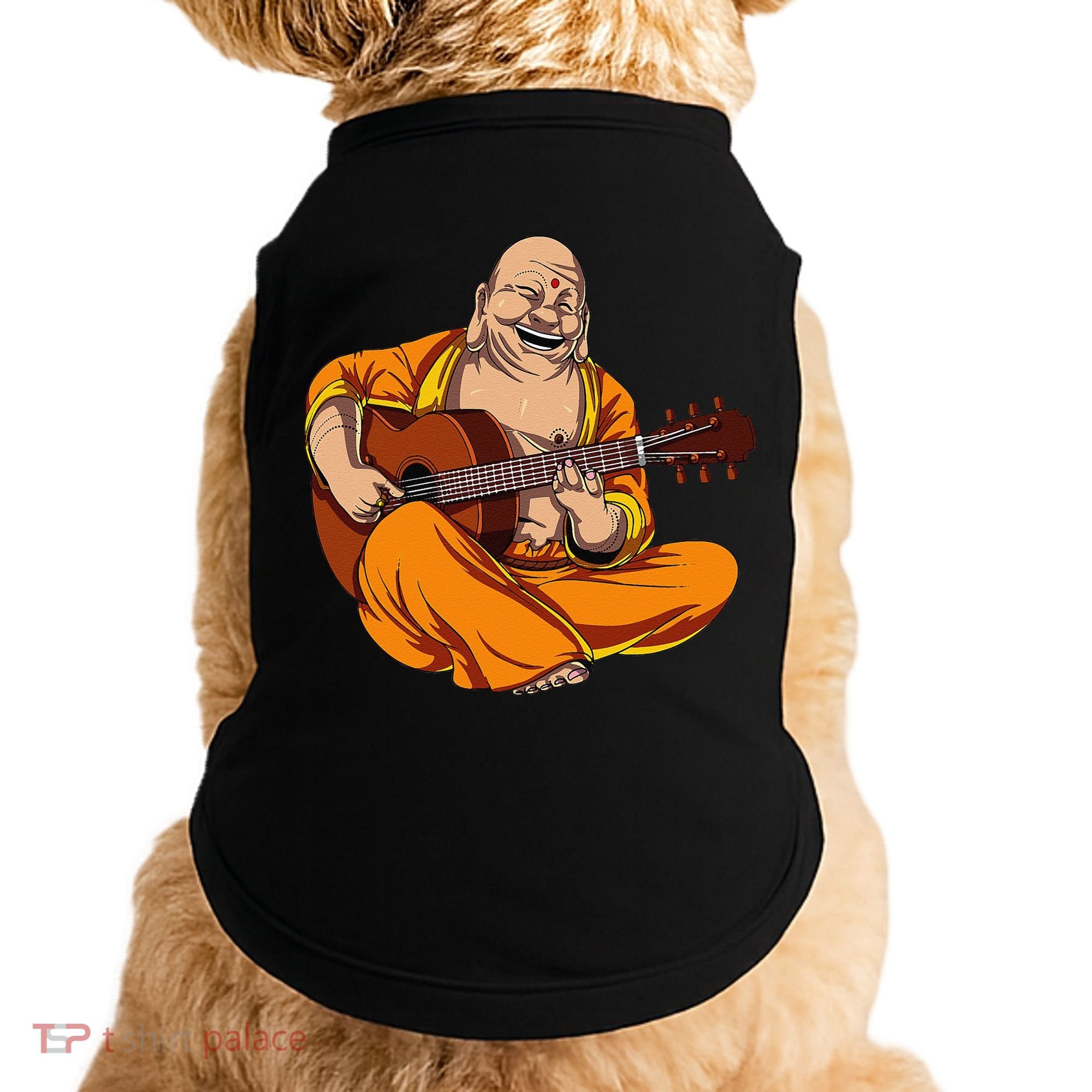 Buddha Playing Guitar Zen Yoga Meditation Funny Namaste Doggie Tank