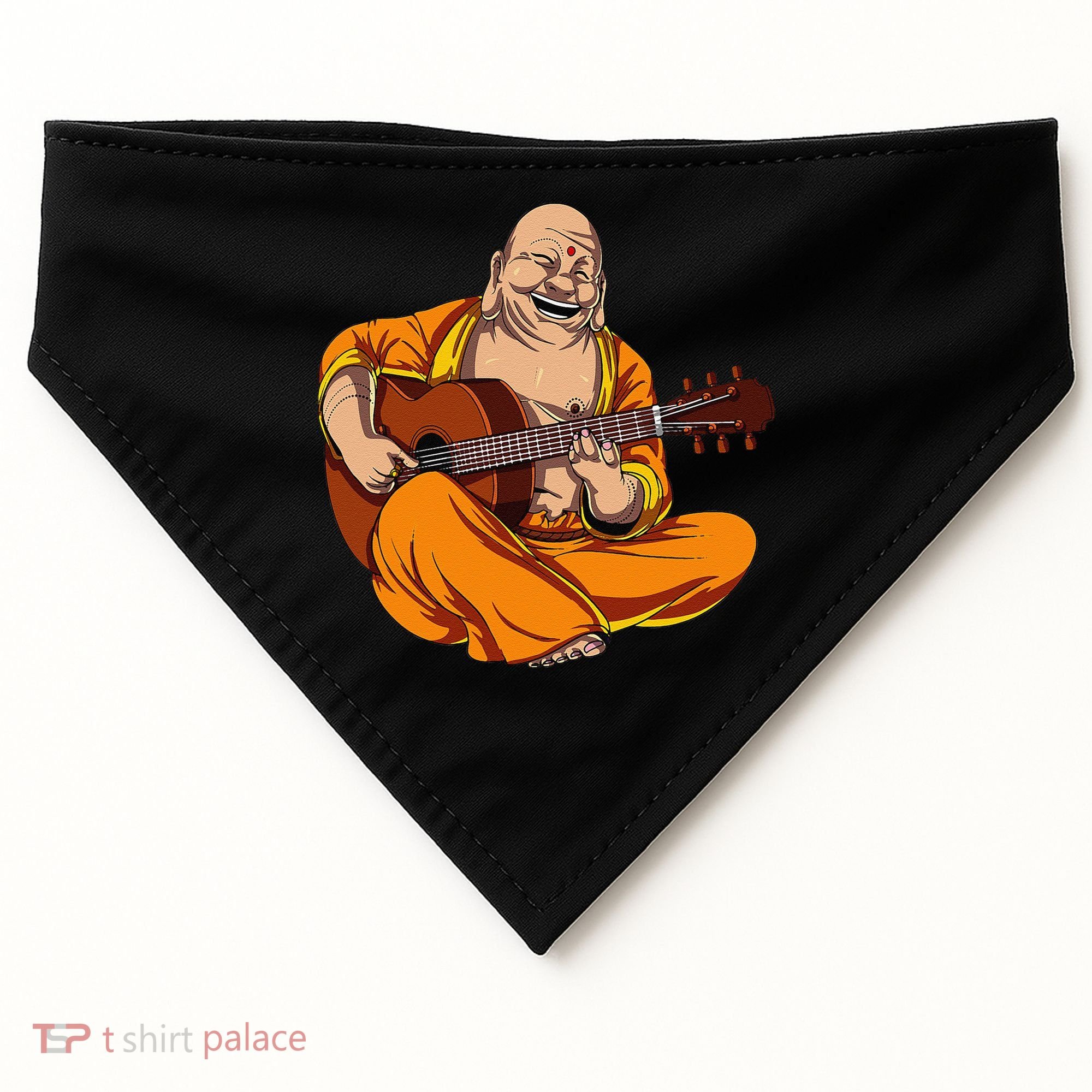 Buddha Playing Guitar Zen Yoga Meditation Funny Namaste USA-Made Doggie Bandana