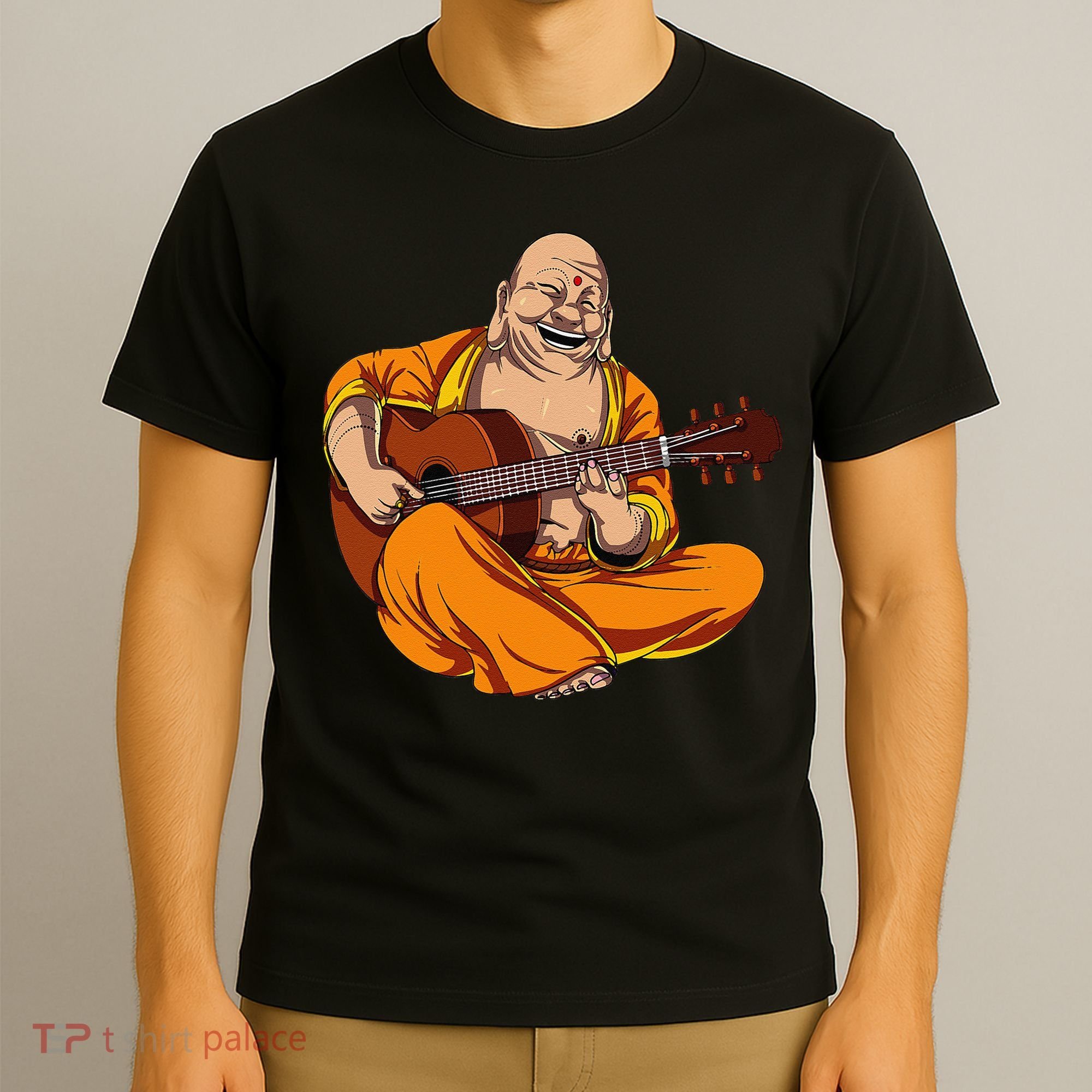 Buddha Playing Guitar Zen Yoga Meditation Funny Namaste T-Shirt
