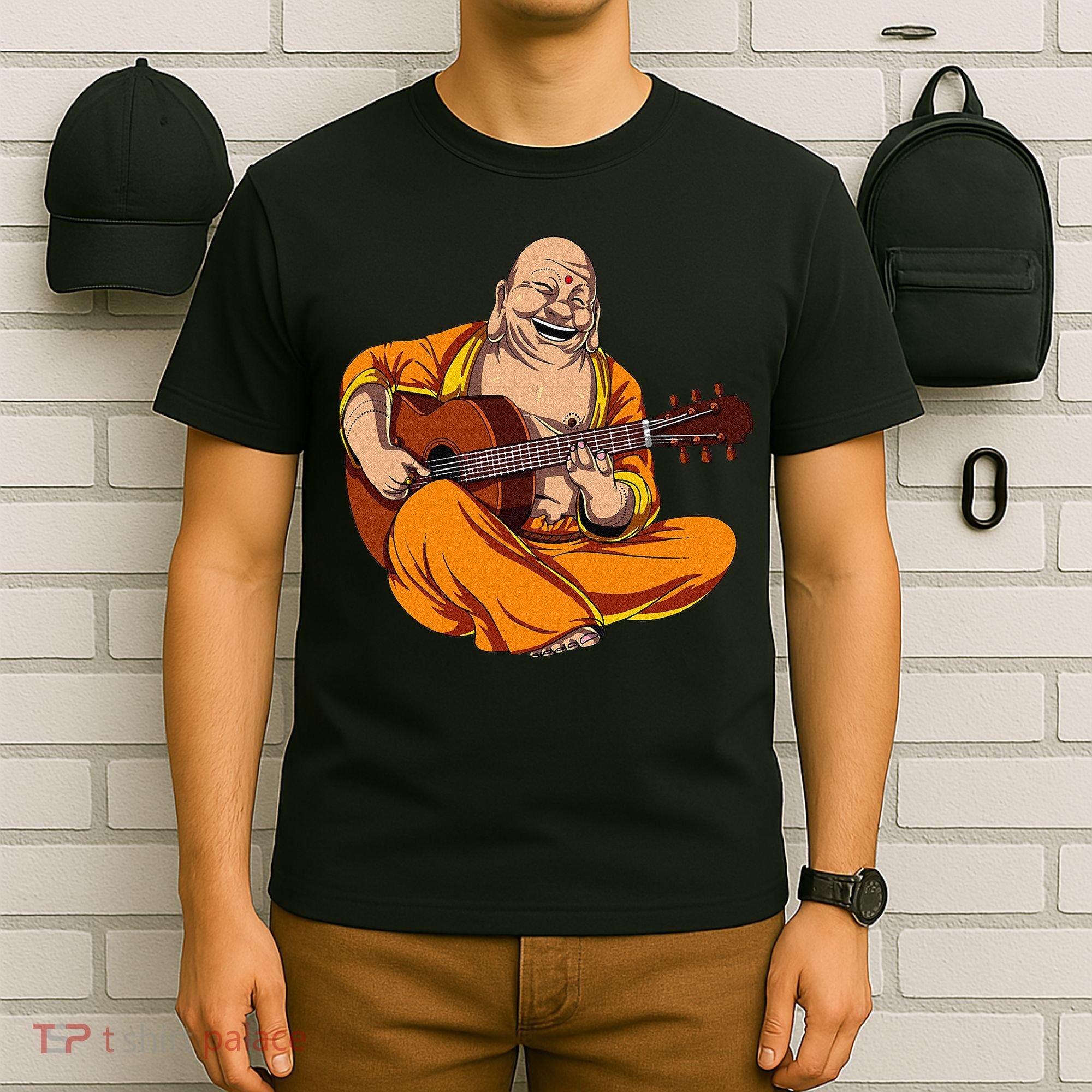 Buddha Playing Guitar Zen Yoga Meditation Funny Namaste T-Shirt