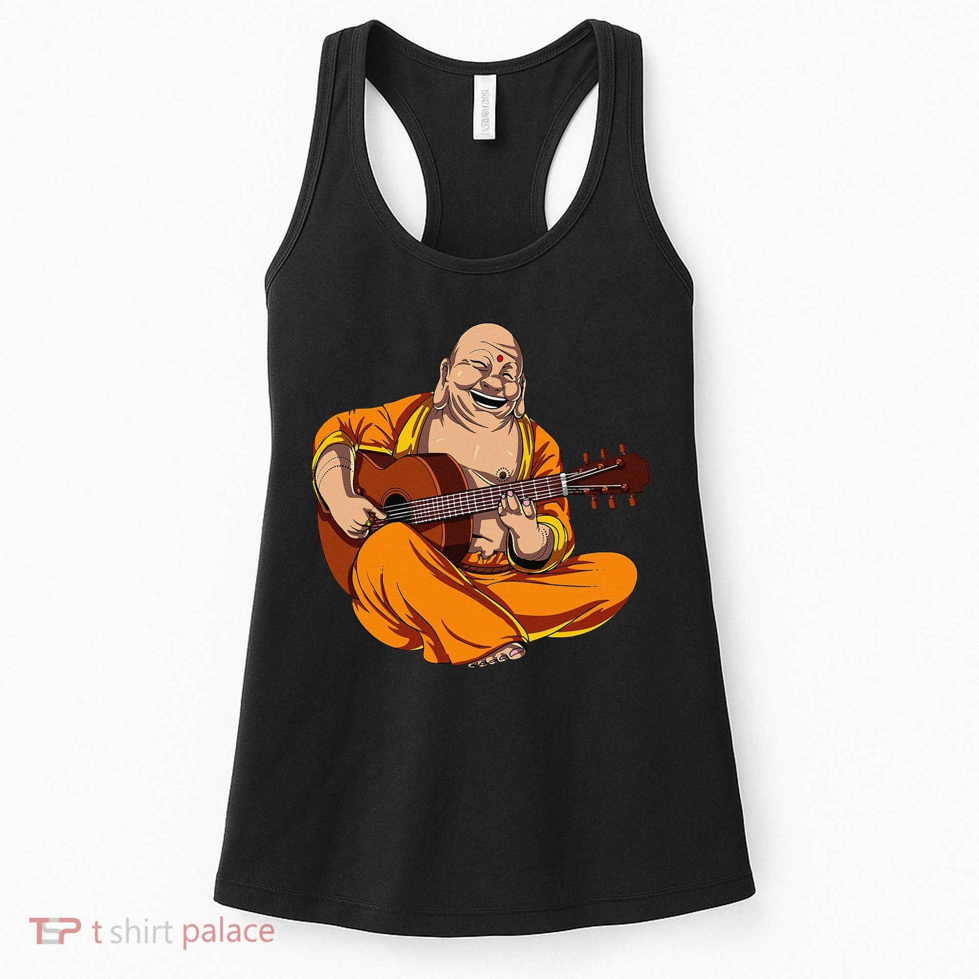 Buddha Playing Guitar Zen Yoga Meditation Funny Namaste Women's Tank Top
