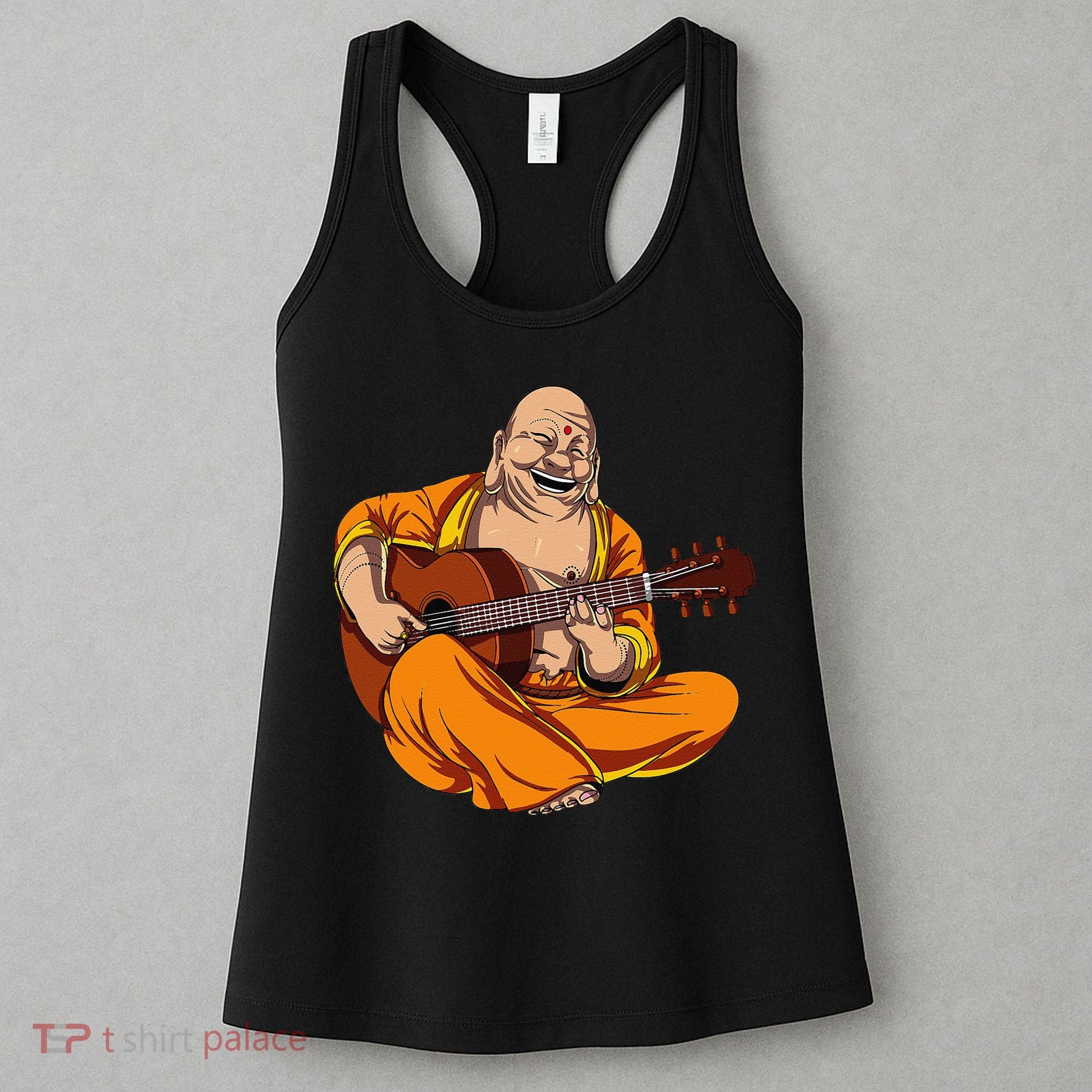 Buddha Playing Guitar Zen Yoga Meditation Funny Namaste Women's Tank Top
