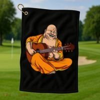 Buddha Playing Guitar Zen Yoga Meditation Funny Namaste Golf Towel thumb 1